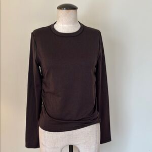 Vuori Dark Brown Long Sleeve Top Ruched